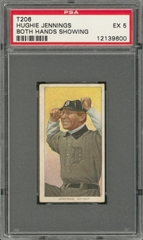 1909-11 T206 White Border Hughie Jennings/Both Hands Showing, "Cycle - 460 Subjects" Back – PSA EX 5
